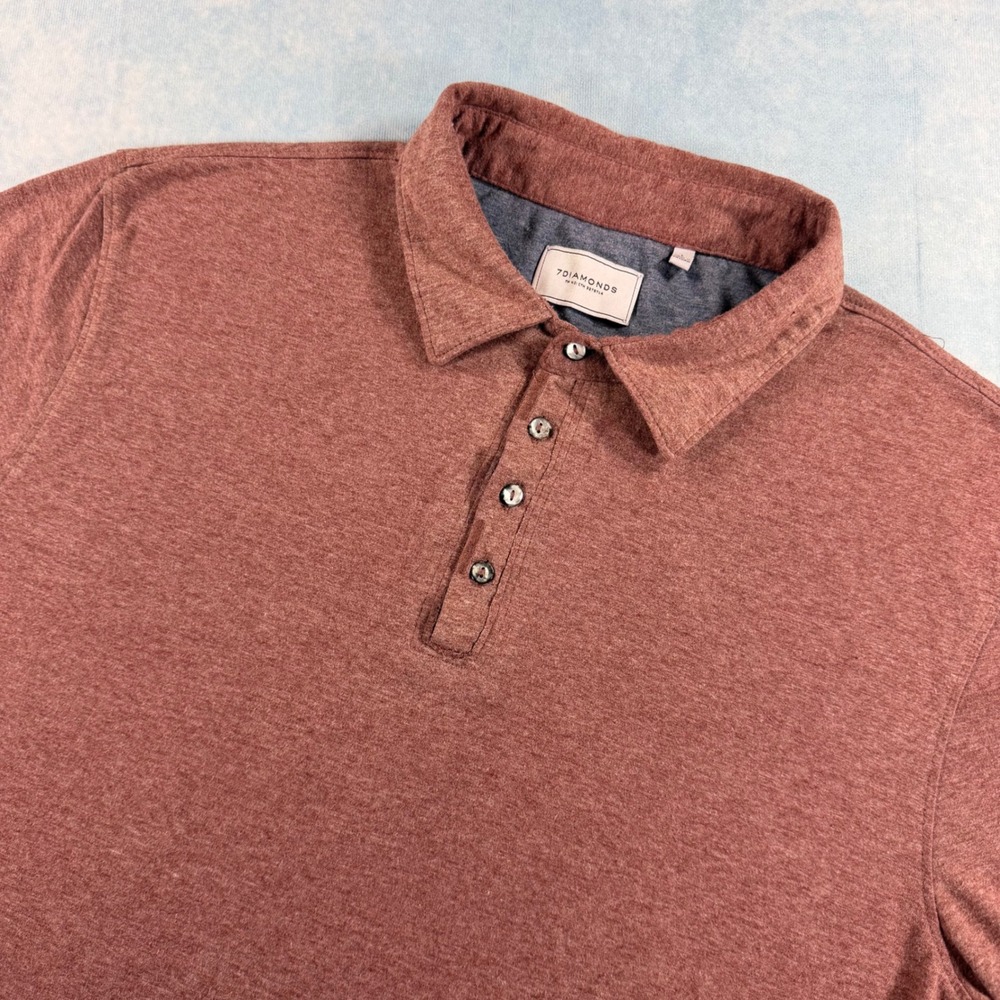 7Diamonds Polo Shirt Mens Large Red Good Contrast Trim Short Sleeve